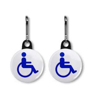  BLUE WHITE HANDICAPPED SYMBOL 2 Pack 1 Zipper Pull Charms 