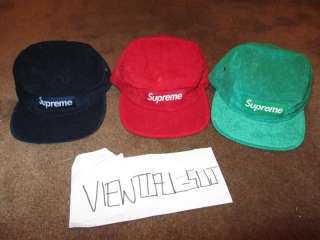 Supreme Terry Knit Box Logo Camp Cap Hat Five Panel Safari Suede Brim 