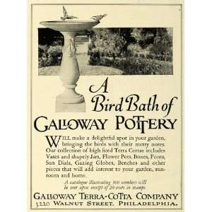  1925 Ad Galloway Terra Cotta Pottery Bird Bath Decor 