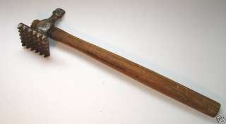 Very old handmade wooden handle meat tenderizer  