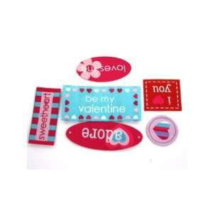  6 piece valentine woven labels assorted styles   Pack of 