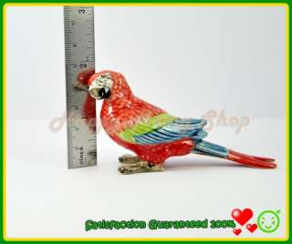   Ceramic Figurine Red Parrot Bird Animal Porcelain Statue Hand Painted