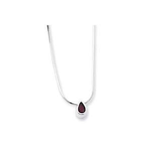   Sterling Silver Garnet Teardrop Pendant on 18 Chain Necklace Jewelry
