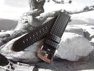 Black Carbon Fibre Watch Strap   Black or Red stitching  