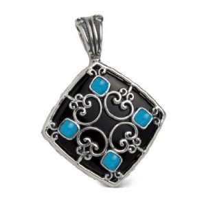   Sterling Silver Black Onyx Turquoise Tempting Teals Enhancer: Jewelry