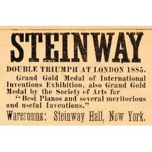  1885 Ad Steinway Pianos Hall New York Instruments Music 