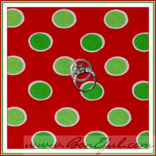 BOOAK Fabric Red Lime Green Polka DOT JOY Cotton Xmas Holiday Kid 