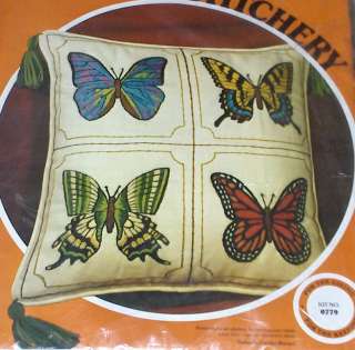 1977 Paragon Linen Butterfly Stitchery Pillow Kit NIP  