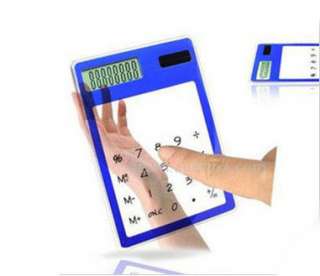   Transparent Solar Power Touch Screen Keypad Calculator Blue  