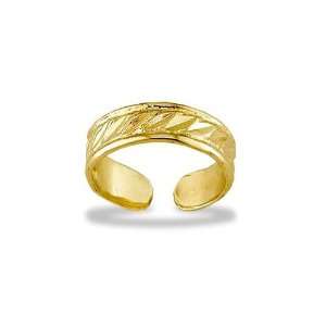    14k Yellow Gold Solid Polished Cut Leaf Band Toe Ring Jewelry