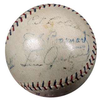 Circa 1927 28 HOF & Stars (6 Signatures) Autographed AL Baseball Lou 
