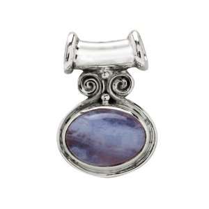   Sterling Silver Polished Blue Lace Agate Pendant Necklace: Jewelry