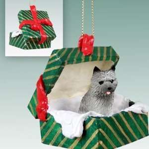  Cairn Terrier Green Gift Box Dog Ornament   Gray
