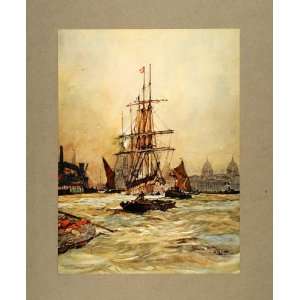 1905 Print Sur La Tamise Pres De Greenwich Sea Maritime 