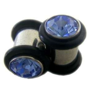 Heavy Gauge Gem Blue Stone (6 Gauge) Bullet Ear Plugs Fashion Ear Plug 