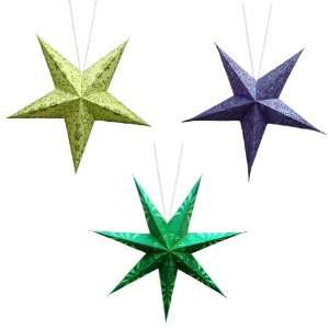 Decorative Hanging Paper Light Stars With Embroidery and Glitter Work 