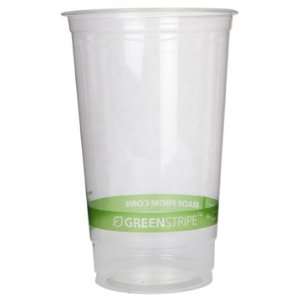  32 oz Compostable Cold Cup in Green Stripe Design, 50 per 