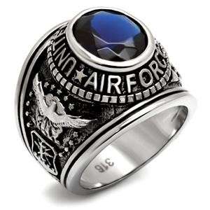   AIRFORCE Military Mens Ring 5 carat Sapphire Blue CZ Sz 13 CJ  
