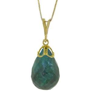   Gold Pendant Necklace with Genuine Briolette Genuine Emerald: Jewelry