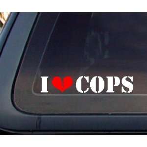  I Love COPS w/ Broken Red Heart Car Decal / Sticker 