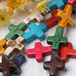 17*13mm Colorful Turquoise Cross Loose Bead Strand 16L  