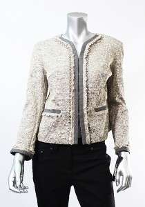 DKNY Womens Boucle Silver and Tan Jacket SZ 10, 12, 14  