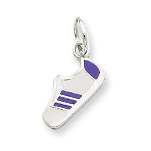   Designer Jewelry Gift Sterling Silver Purple Enameled Sneaker Charm