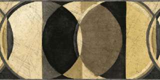 Wallpaper Border Modern Circles Black, Grey, Taupe,  