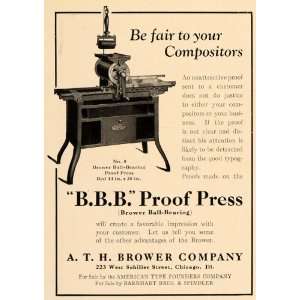  1922 Ad Brower Ball Bearing Proof Press Typography Type 