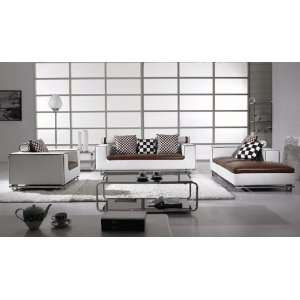    BO 334 Modern White and Brown Sofa Living Room Set