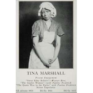  1930 Tina Marshall Sweet Kitty Bellairs Warner Ad Actress 