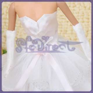 Bridal Sweetheart Neckline Dress Glove For Barbie WHITE  