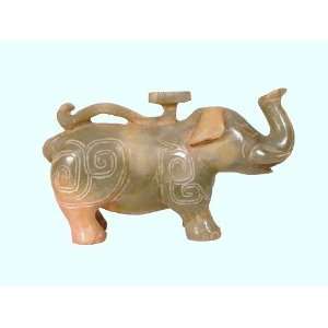    Jade Sculpture Elephant Auspicious Symbols & Ru Yi 
