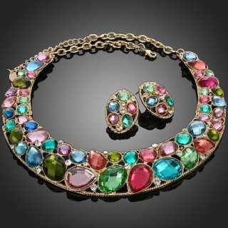   Rhinestone Necklace Stud Party Jewelry Set Swarovski Crystal  