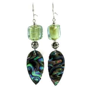 Wild Pearle Genuine Abalone Shell Midnight Dangle Earrings ~ Comes 