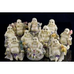  Beautiful Ivory Set of 10 Wealth Buddhas 