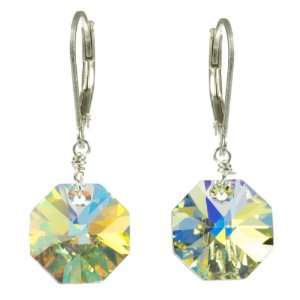   Swarovski Elements Crystal Aurora Borealis Octagon Earrings: Jewelry
