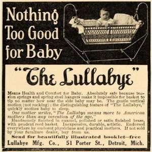 1910 Ad Lullabye Detroit Child Baby Mother Furniture   Original Print 