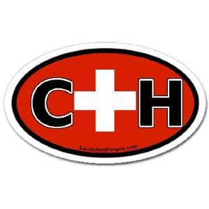   CH and Swiss Flag Car Bumper Sticker Decal Oval: Automotive