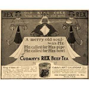 1900 Ad Cudahy Rex Beef Tea Soul Pipe Old King Cole   Original Print 