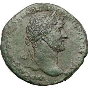   119AD Sestertius Rare Ancient Roman Coin MONETA funds protectress