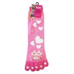   Toe Socks Pink w/ Heart Bug and Hearts   Toe Socks: Toys & Games
