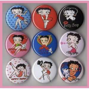  Betty Boop Set of 9   1 Inch Buttons 