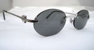 CARTIER RIMLESS SUNGLASSES GREY PLATINUM   AUTHENTIC  