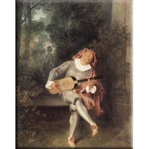  Mezzetin 13x16 Streched Canvas Art by Watteau, Jean 