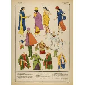  1922 Pochoir Middle East Women Costume Tunic Detail   Orig 
