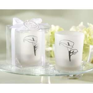  Calla Lily Frosted Glass Tealight Holder (Set of 4): Home 