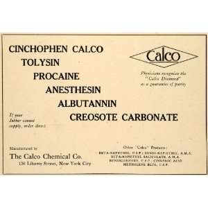 1920 Ad Calco Chemicals Physicians Cinchophen Tolysin 