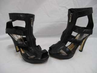 Barbara Bui Black Leather Gladiator Style Zip Up Heels 35  