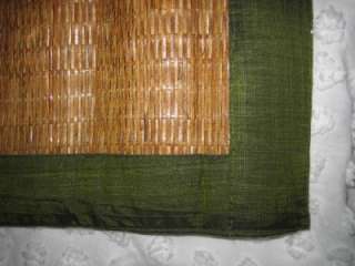 GREEN & WICKER NEEDLE WOVEN TABLE MAT RUNNER 59 INCHES NR  